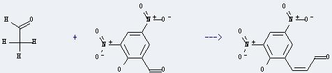 Benzaldehyde,2-hydroxy-3,5-dinitro-(2) can be used to produce 3-(2-hydroxy-3,5-dinitro-phenyl)-propenal.